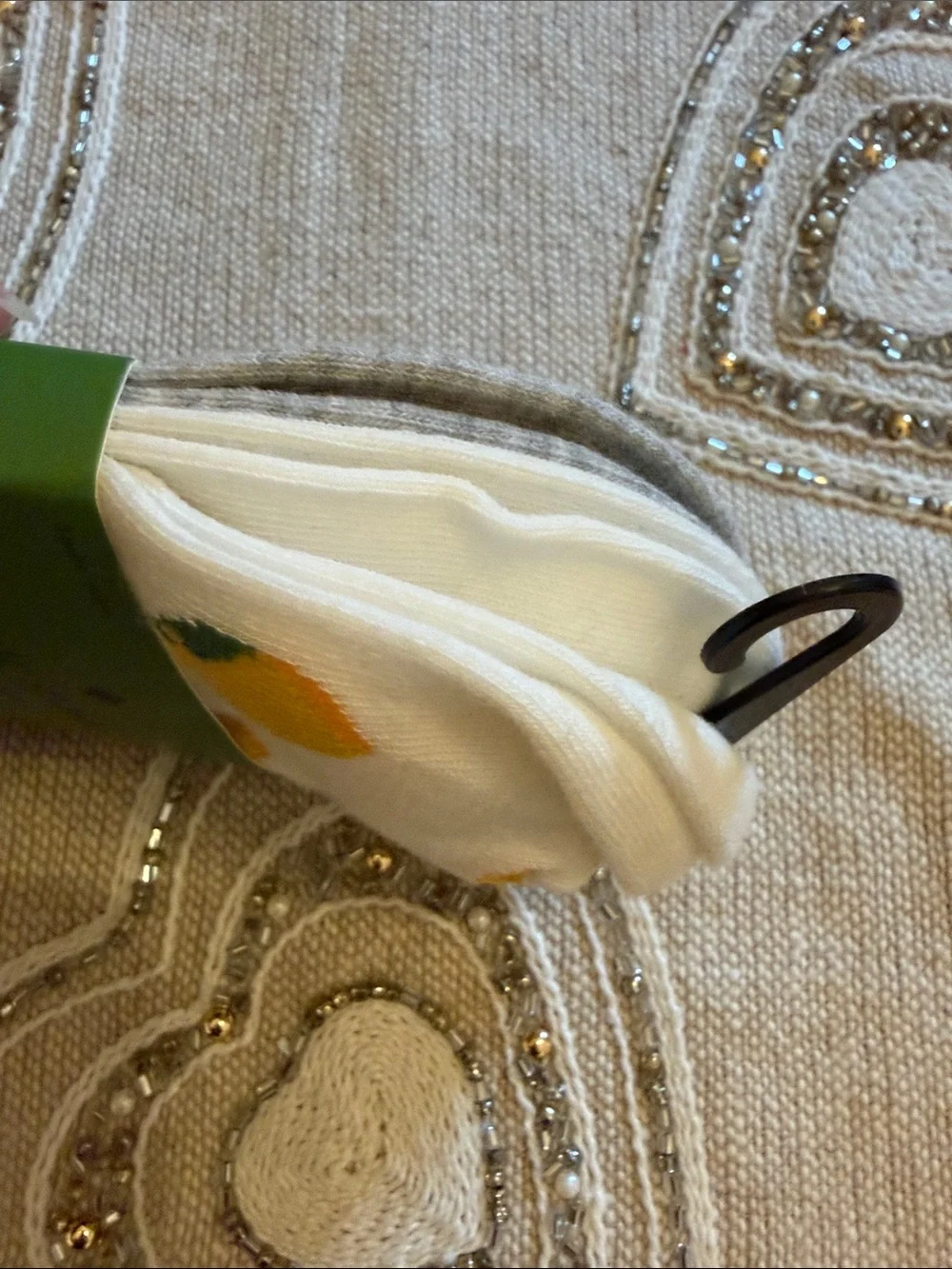 kate spade ankle socks- lemon print , white and gray
